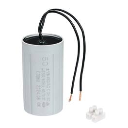 Unique Bargains - 50uF CBB60 Running Capacitor, AC 450V 2 Wires 50/60Hz Cylinder 90x50mm for Water Pumps, Washing Machines - Gray