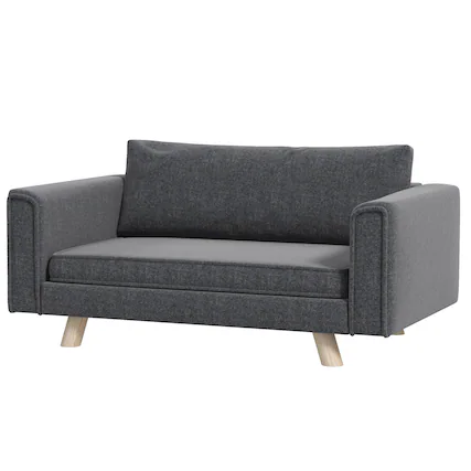 Front. Pawhut - Dog Sofa, Elevated Pet Sofa for Small and Medium Dogs with Removable Seat and Back Cushions - Gray.