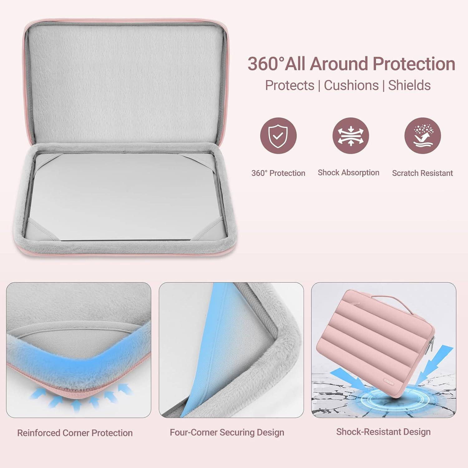 360° All Around Protection  
Protects | Cushions | Shields  

360° Protection  
Shock Absorption  
Scratch Resistant  

Reinforced Corner Protection  
Four-Corner Securing Design  
Shock-Resistant Design