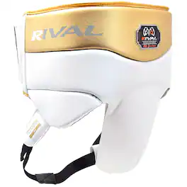 RIVAL - Boxing Professional Groin Protector with Laces - Small - White/Gold