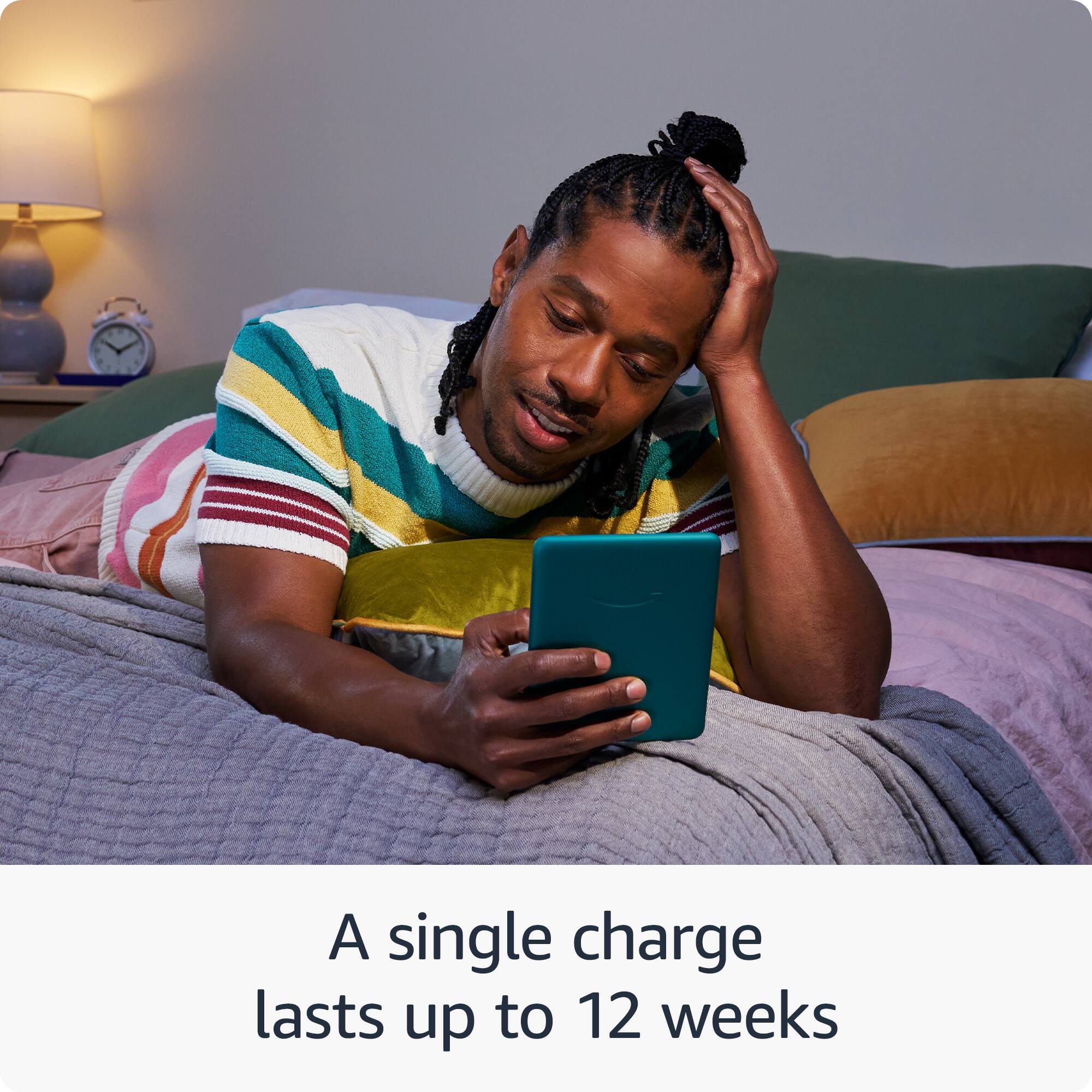 A single charge lasts up to 12 weeks.