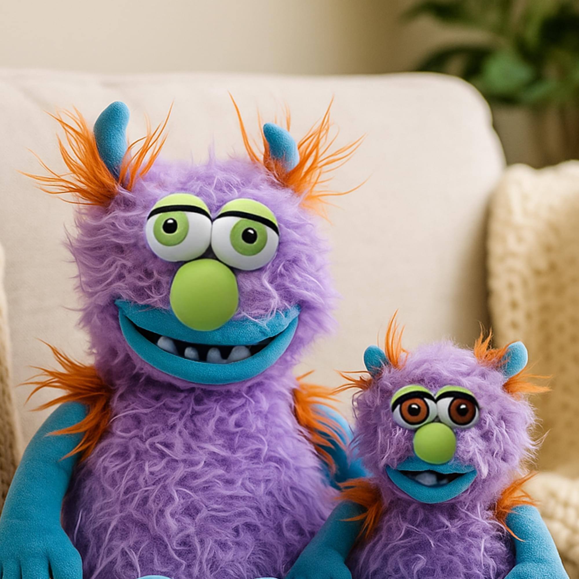 Alt View 10. TriAction Toys - Snooze Monsters Interactive Bedtime Plush Set | Coltrane & Washington Jr - Purple.
