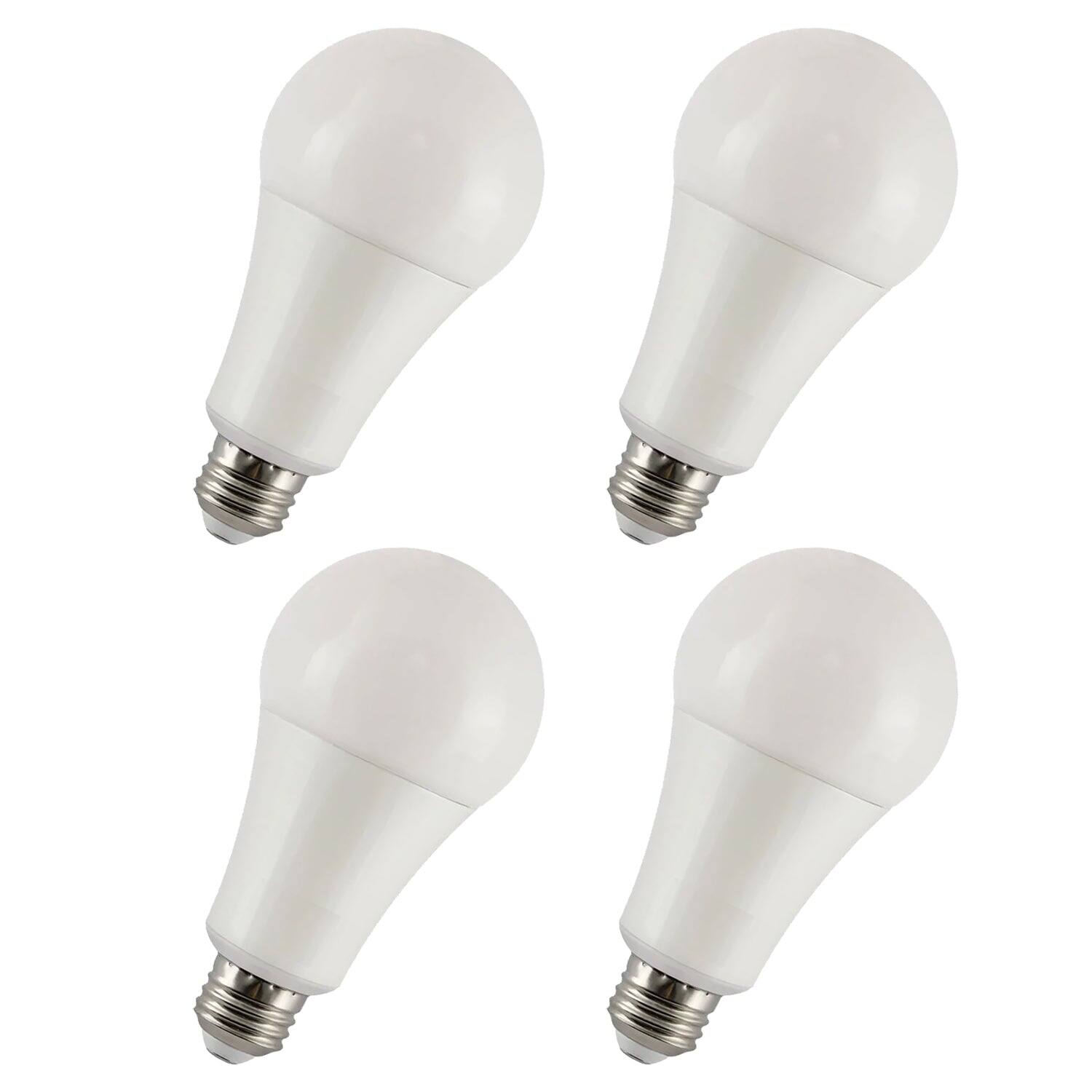Front. VIRIBRIGHT - 100-Watt EQ A19 E26 Dimmable 1600lm 4000K LED Bulb, 4-Pack [Energy Star] - White.