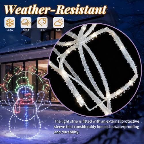 Weather-Resistant  
Snow Wind Rain Sun  

The light strip is fitted with an external protective sleeve that considerably boosts its waterproofing and durability.