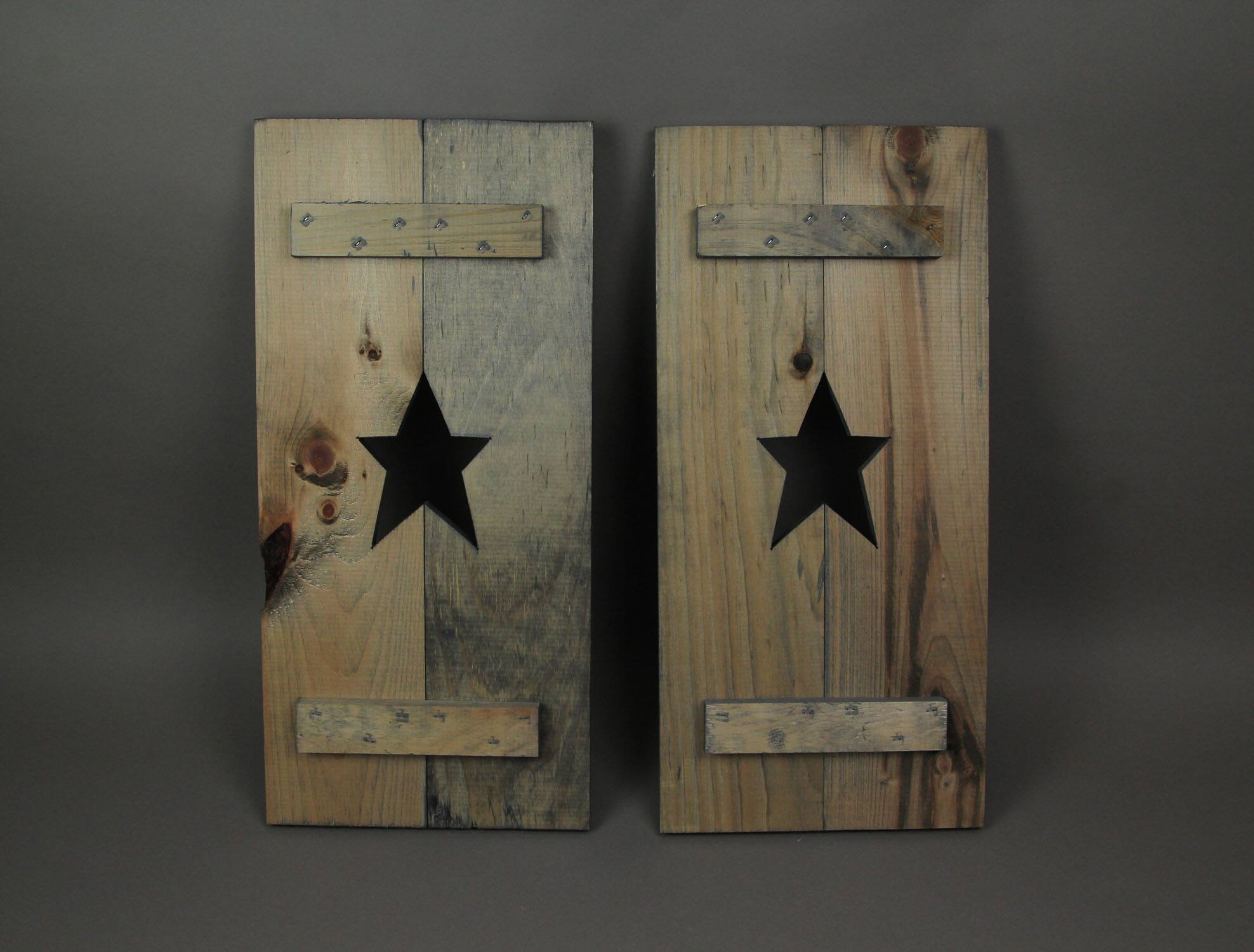 Alt View 2. Direct International - Set of 2 Rustic Cutout Star Decorative Wood Panel Wall Hangings 24 inch - Brown.