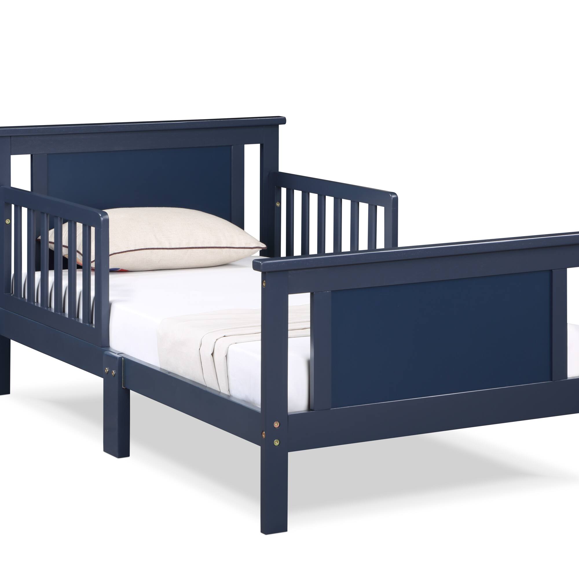 Alt View 4. GOODSILO - Reversible Panel Toddler Bed with Dual-Tone Finish for Growing Children, Solid Wood Construction - Blue.