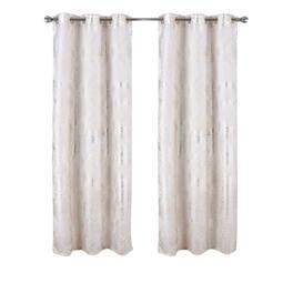 RT Designers Collection - Hailey Halo Foil Blackout Polyester Grommet 2 Pack Window Curtain Panel Set 36" x 84" - White