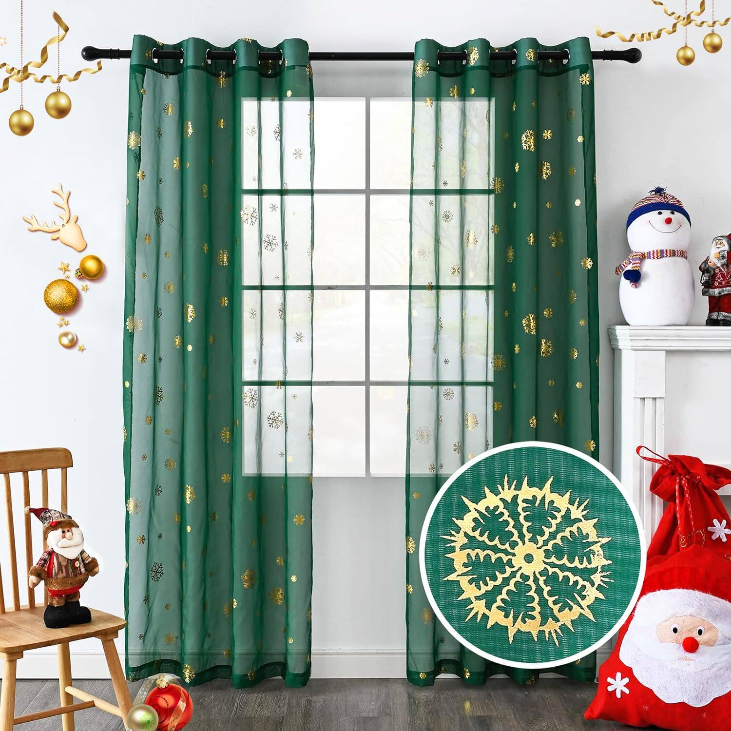 Snow/Green-52"W x 63"L (Pack of 2)