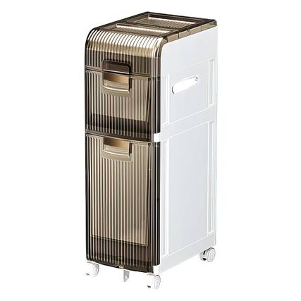 Front. FC Design - Fc Design Bathroom Storage Cabinet Organizer With Toilet Paper Holder And Rolling Wheels - White.