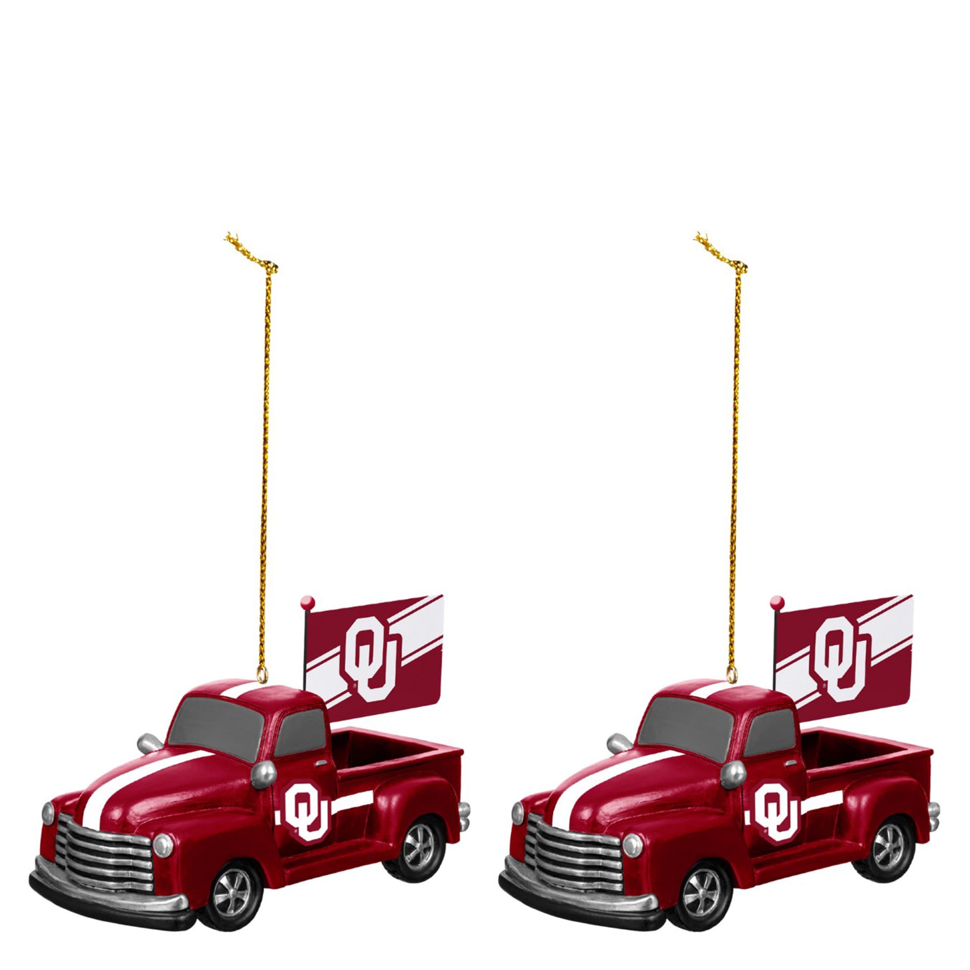 Alt View 1. Evergreen Enterprises - Oklahoma Sooners 3" Rally Truck Two-Piece Ornament Set - Multicolor.