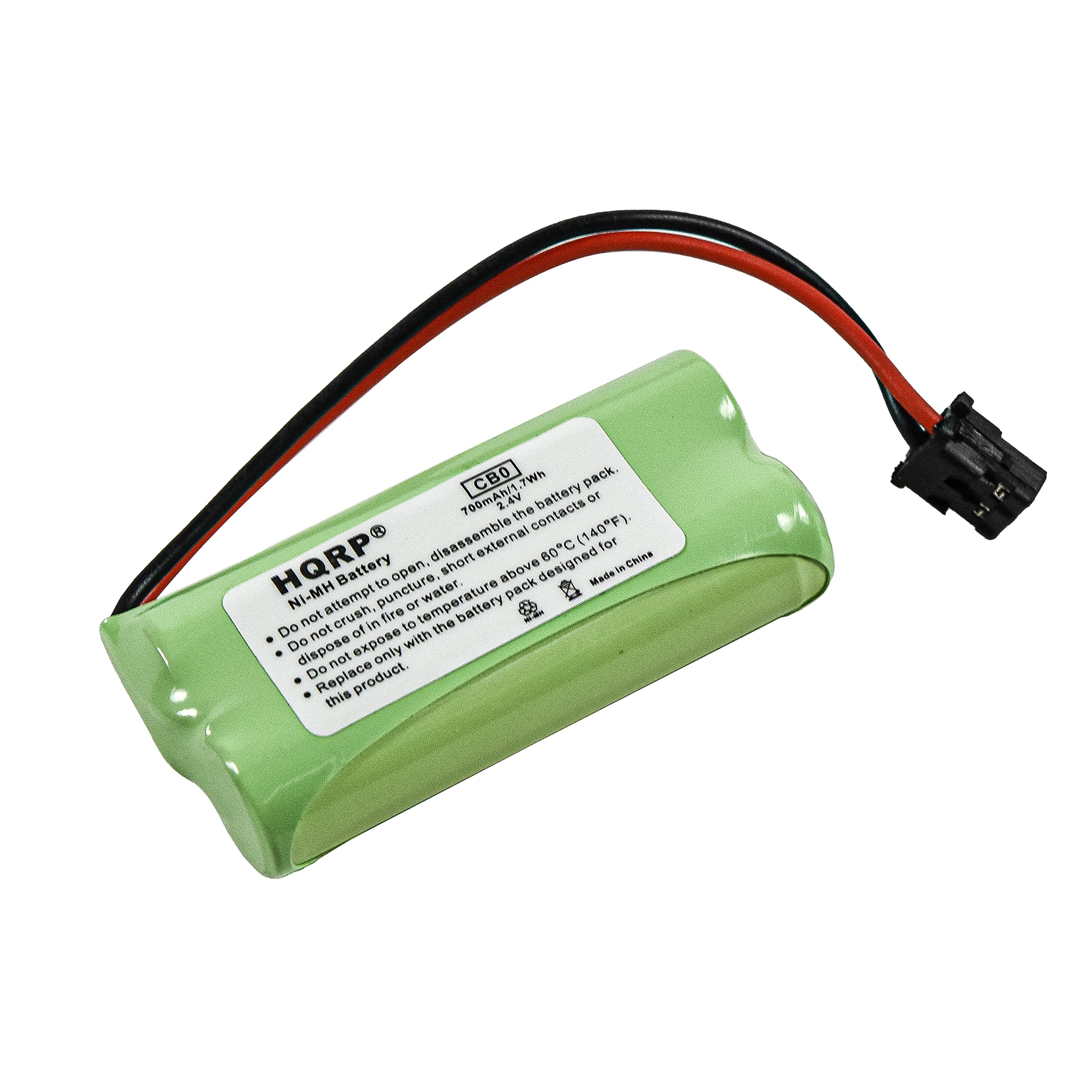 CB0 7Wh pack, 700mAh/1.2.4V the contacts battery or disassemble external C (140F). for HQRP Battery open, short above designed in China to pack Made NI-MH not attempt crush, puncture, fire 10 temperature water. battery Do not of in to the Do dispose expose with not only Do Replace product. this