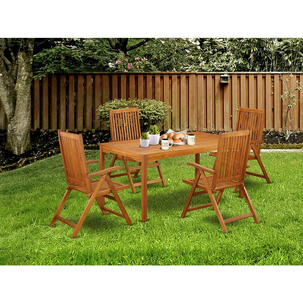 Back. East West Furniture - Wooden Patio Set Natural Oil - Brown.