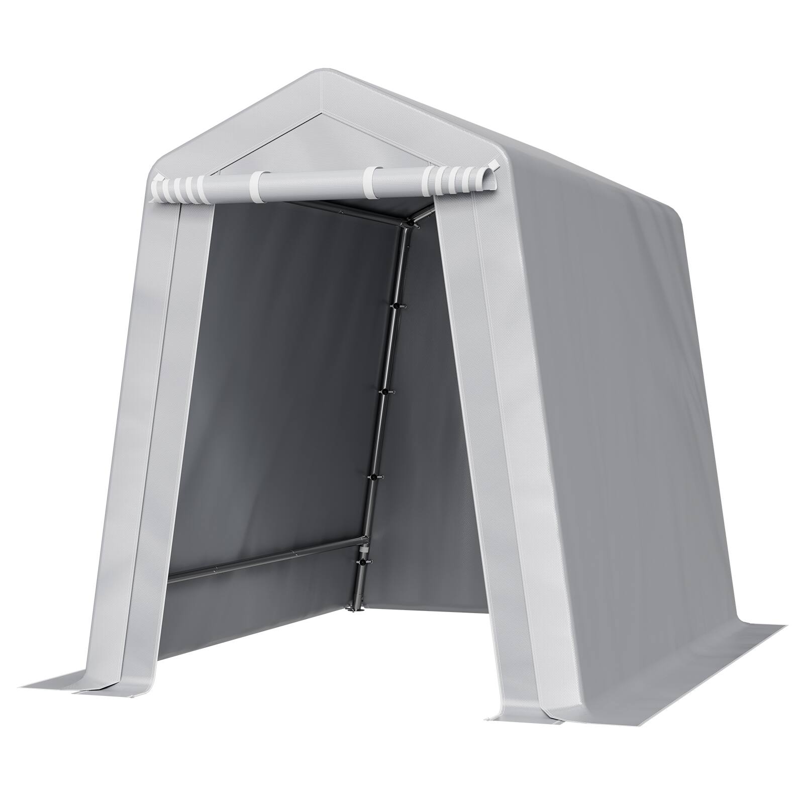 Left. Anysun - Anysun Portable Canopy Carport Tent with Galvanized Steel Frame and Waterproof PE Cover, Assembly Required - Gray.
