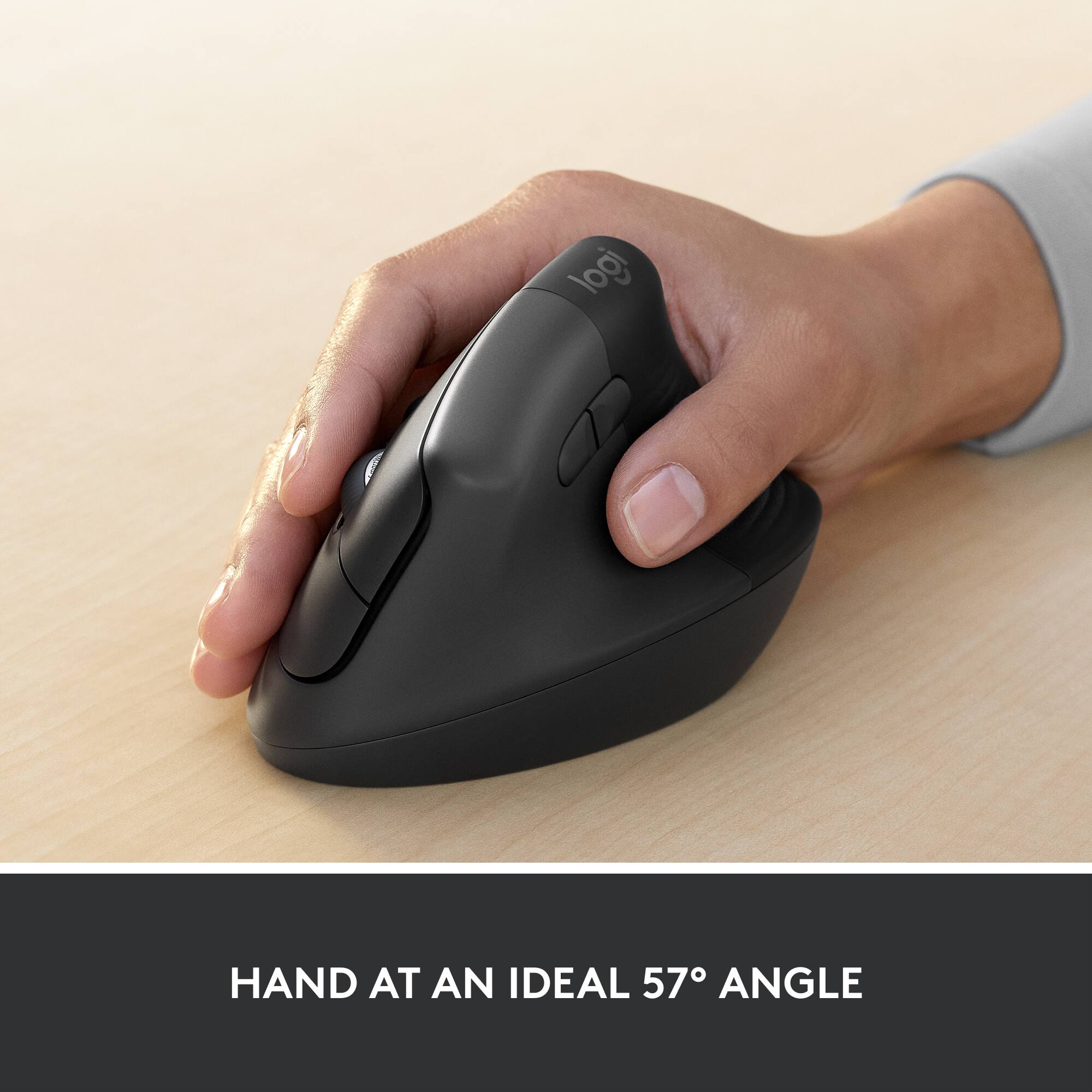 HAND AT AN IDEAL 57° ANGLE