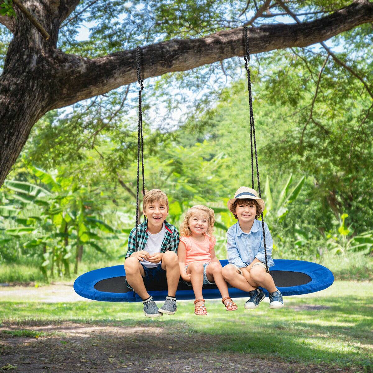 Alt View 1. Costway - Costway 60" Saucer Tree Swing Surf Outdoor Adjustable Kids Giant Oval Platform Swing Set - Blue.