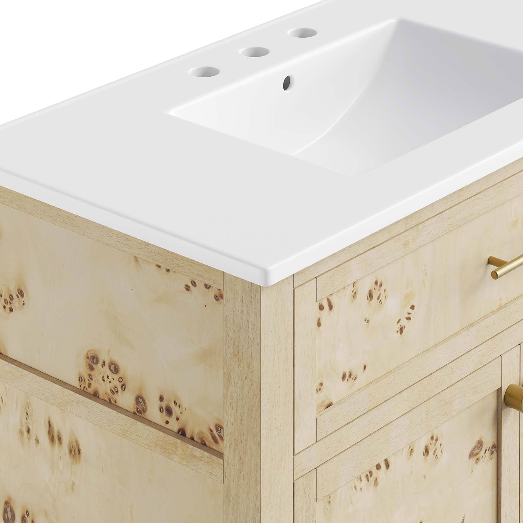 Alt View 7. Modway - Elysian Bathroom Vanity Basin Included by Modway - White Burl.