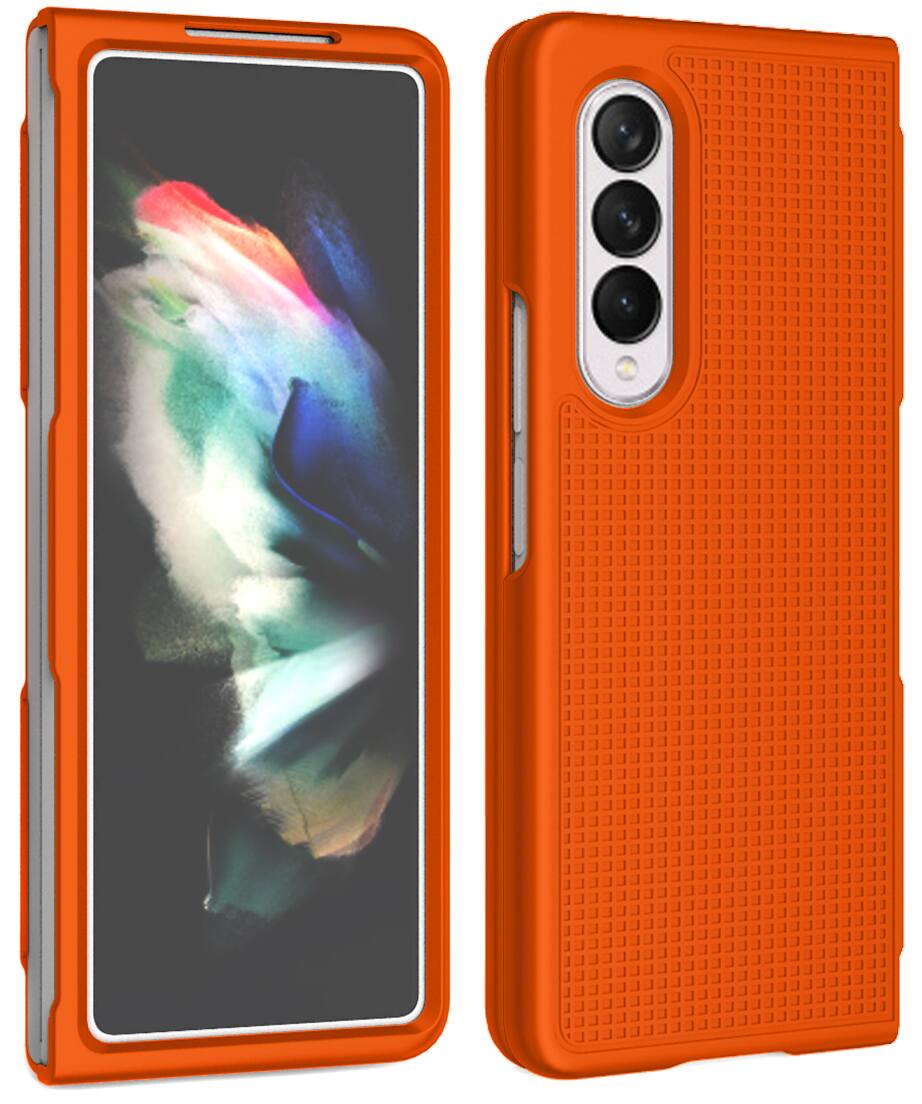 Alt View 8. Nakedcellphone - Slim Case and Holster Belt Clip with S Pen Holder for Samsung Galaxy Z Fold 3 - Orange.