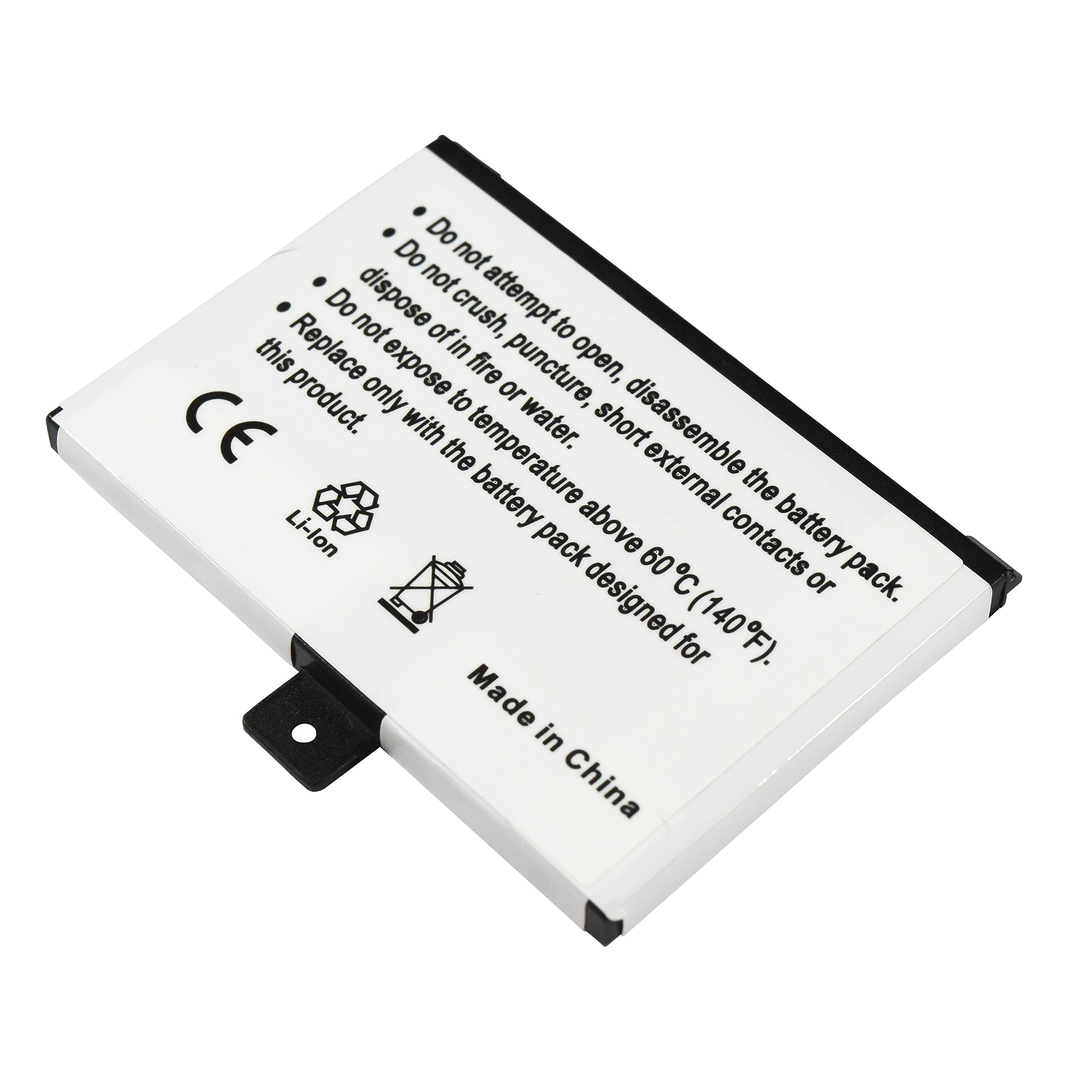 Do not attempt to open, disassemble the battery pack.  
Do not crush, puncture, or dispose of in fire or water.  
Do not expose to temperature above 60°C (140°F) or short external contacts.  
Replace only with the battery pack designed for this product.  
Made in China