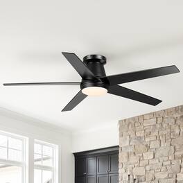 Vaczon - 52 Inch Reversible Blades Flush Mount Smart Ceiling Fan with 3CCT Dimmable LED Light, Remote and App Control - Black