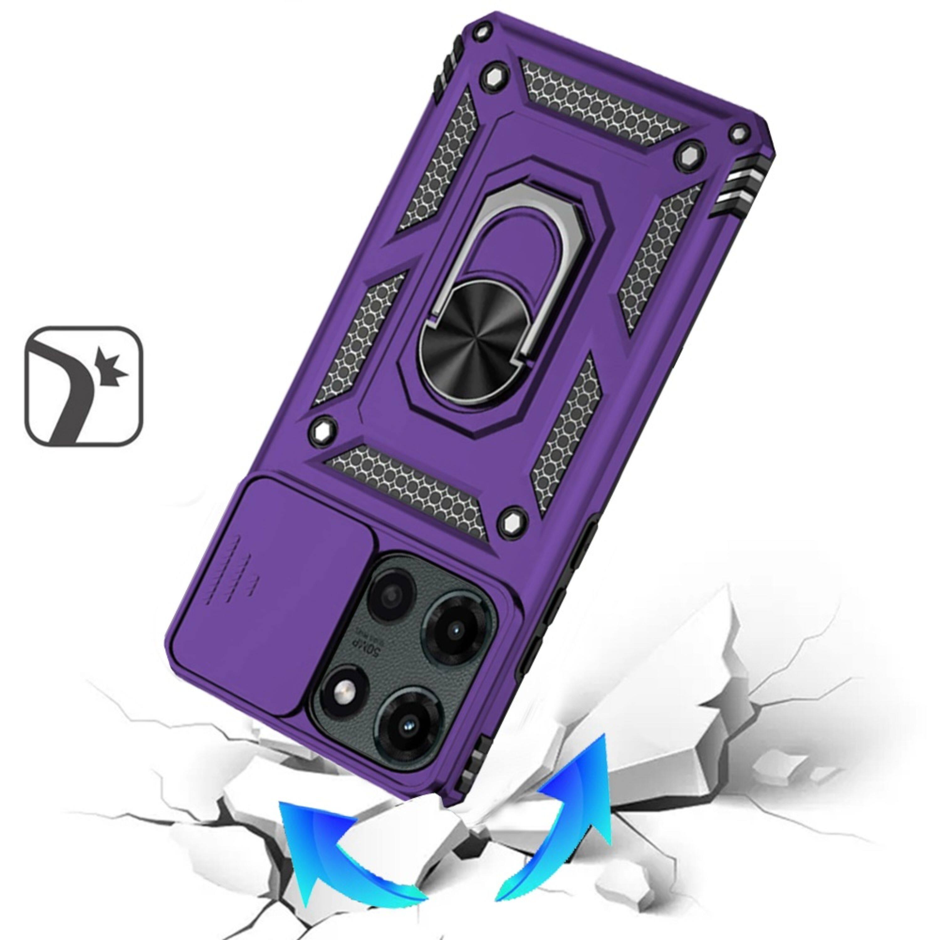 Angle. Kitcheniva - Armor Ring Lens Protective Case With Tempered Glass For Moto G Stylus 2026/2025 Dark Purple - Dark Purple.