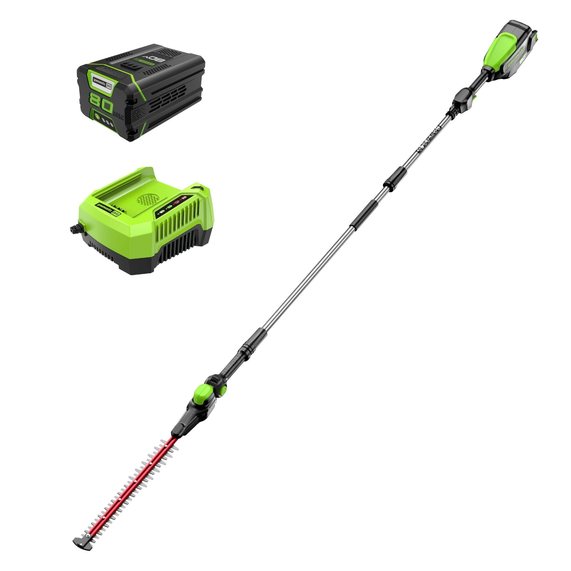 Greenworks - 80V 20" Pole Hedge Trimmer with 2Ah Battery and Charger - Green