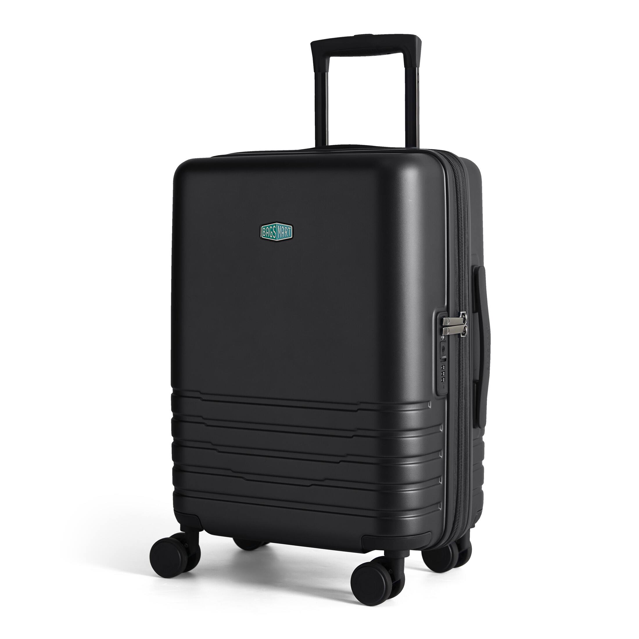 Left. Bagsmart - Getaway 20" Carry-On Luggage, 100% PC Expandable Hardside Suitcase with 360° Double Spinner Wheels & TSA Lock, 40-48L - Black.