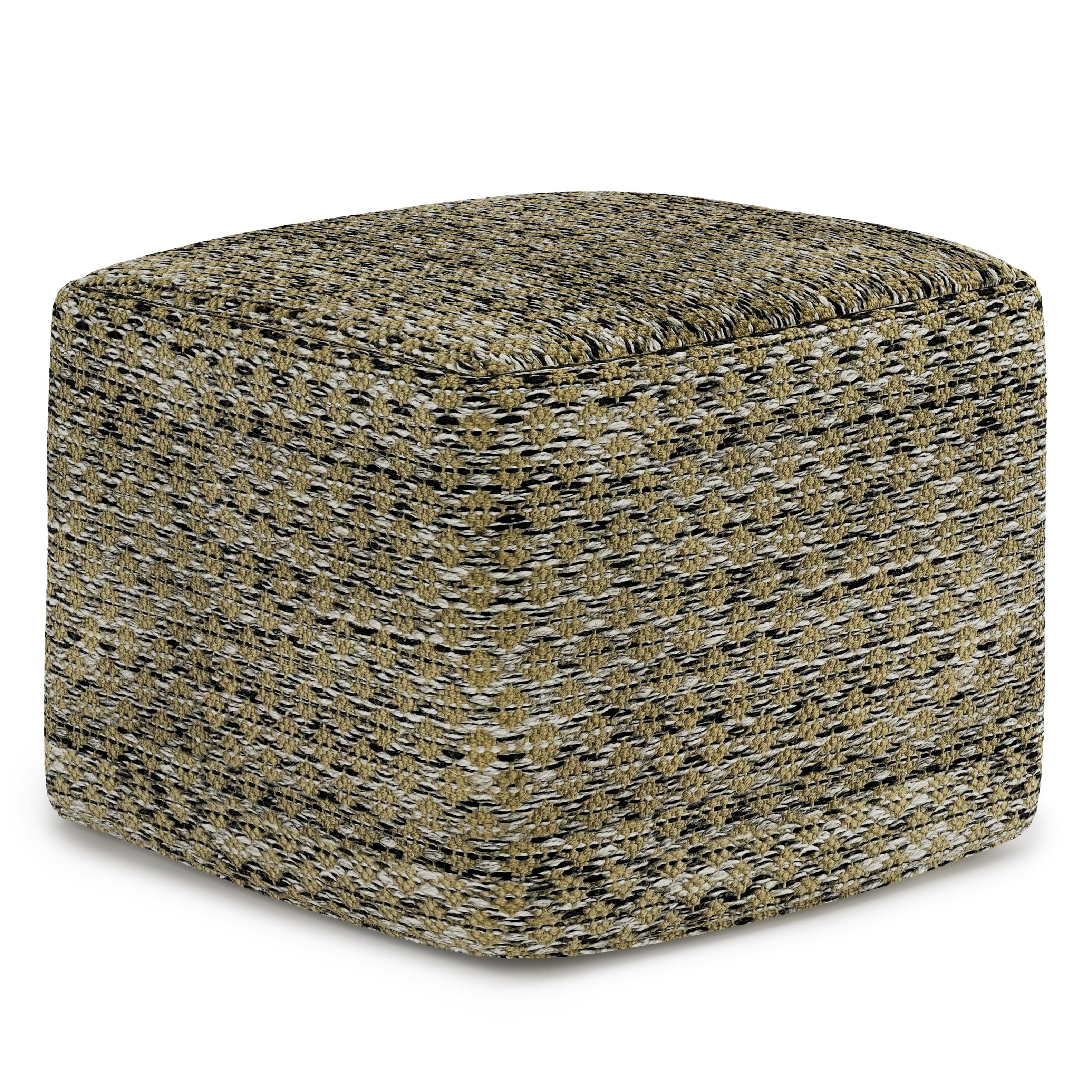 Front Zoom. Simpli Home - Janelle Square Woven Pouf - Multi Color.