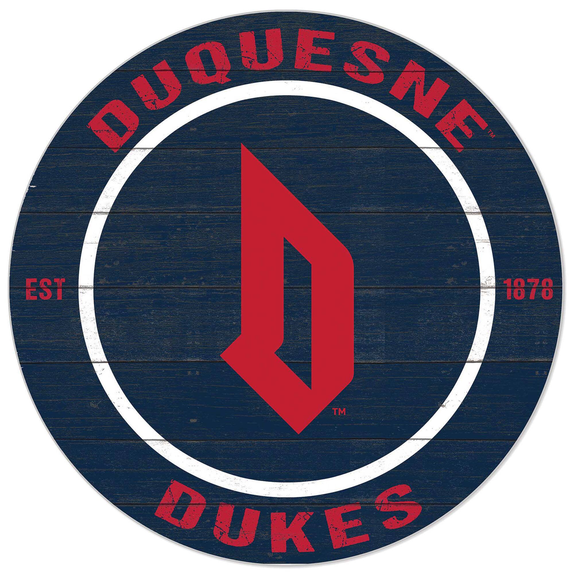 Navy Duquesne Dukes 20'' x 20'' Indoor/Outdoor Circle Sign