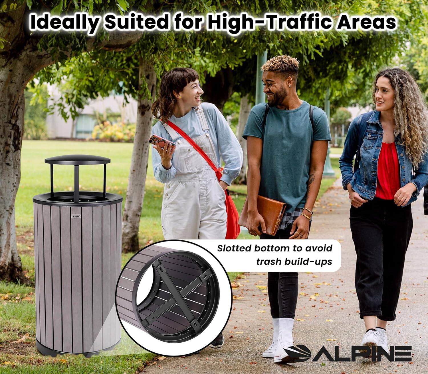 Ideally Suited for High-Traffic Areas

Slotted bottom to avoid trash build-ups

ALPINE