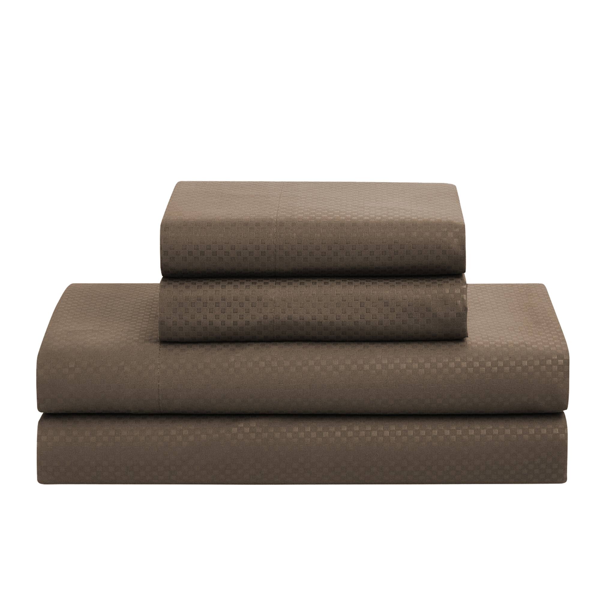 Back. Sweet Home Collection - 8 Piece Embossed Checkered Bed in a Bag All Season Complete Set with Sheets - King - Chocolate.