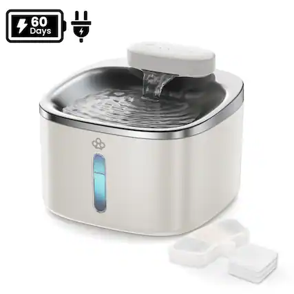 Front. Oneisall - 3.5L 118oz Cordless Automatic Pet Water Fountain For Dog Cat Quiet with Motion Sensor BPA Free 3 Filters - White.
