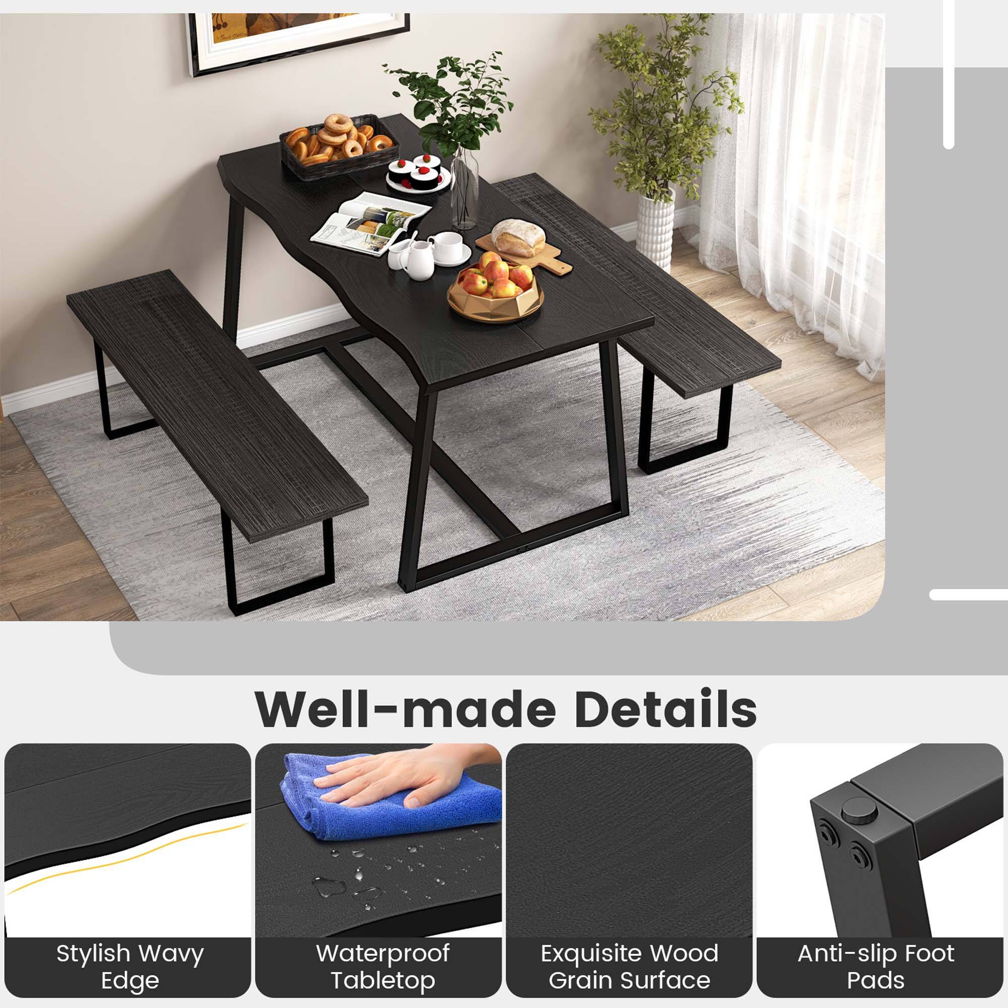 Well-made Details Stylish Wavy Edge Waterproof Tabletop Exquisite Wood Grain Surface Anti-slip Foot Pads