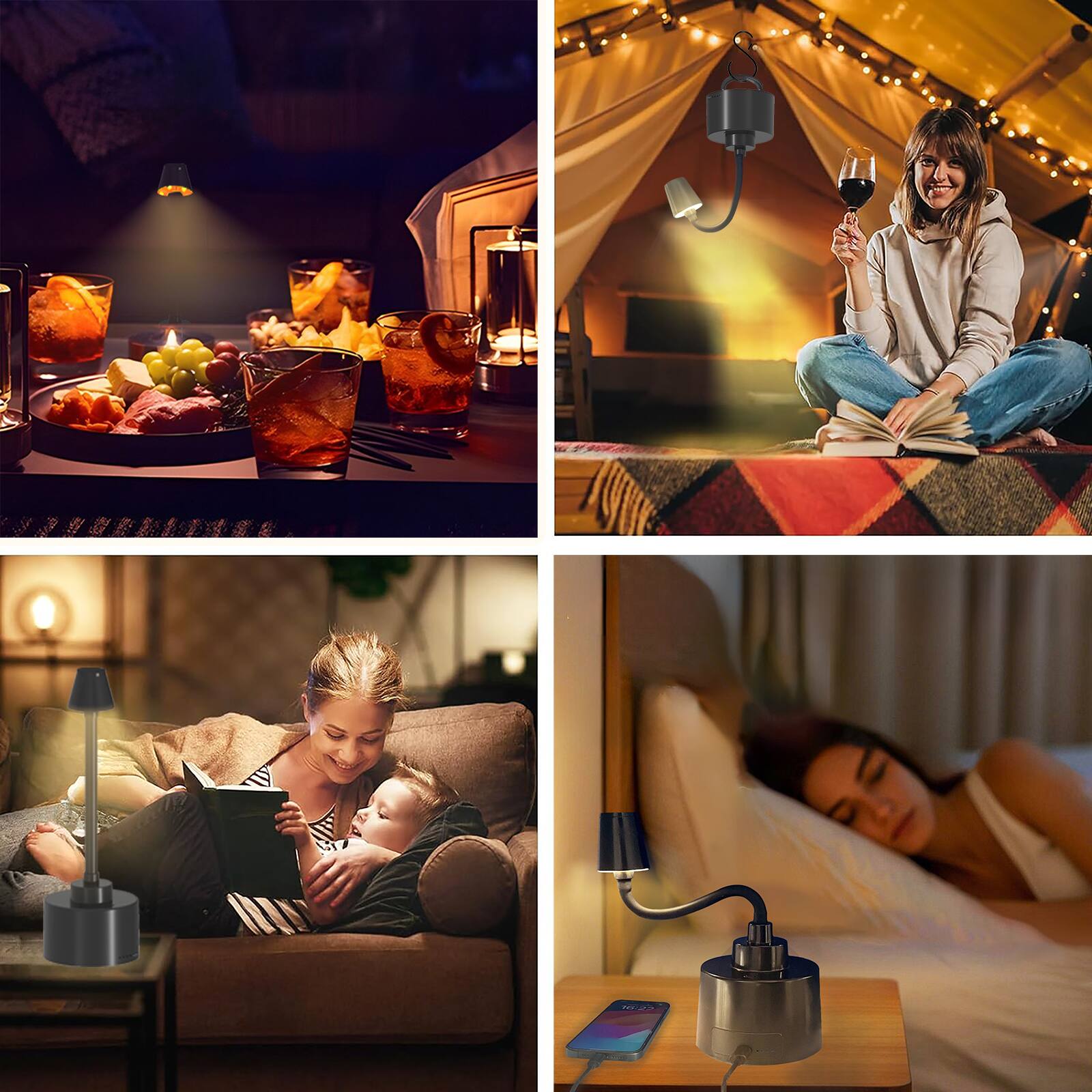 Alt View 1. PRIMEPLUS - 3W Portable Table Lamp, 5000mAh Built-in Rechargeable Battery Desk Lamp - White.