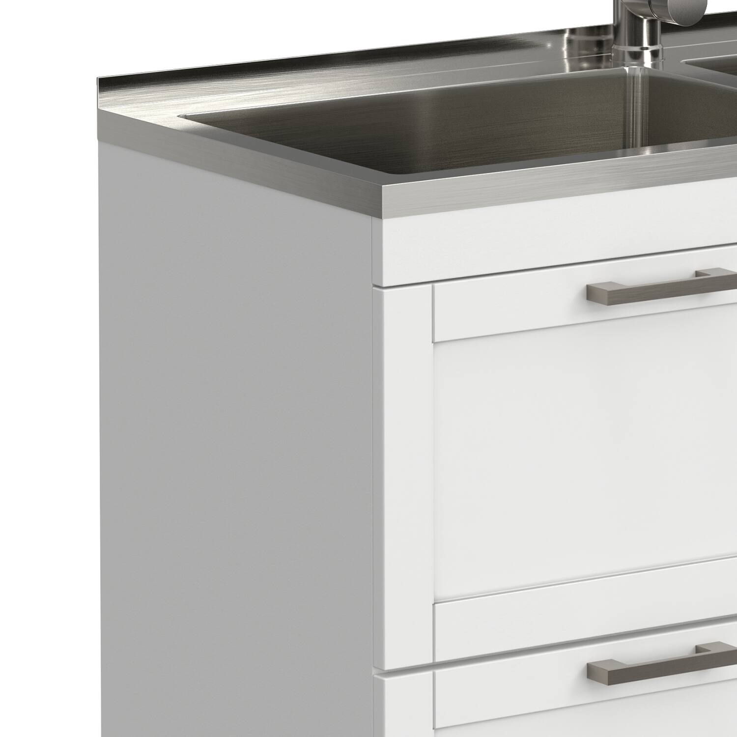 Alt View 5. Simpli Home - Hennessy All-In-One 46-inch Laundry Utility Sink and Cabinet - Pure White.
