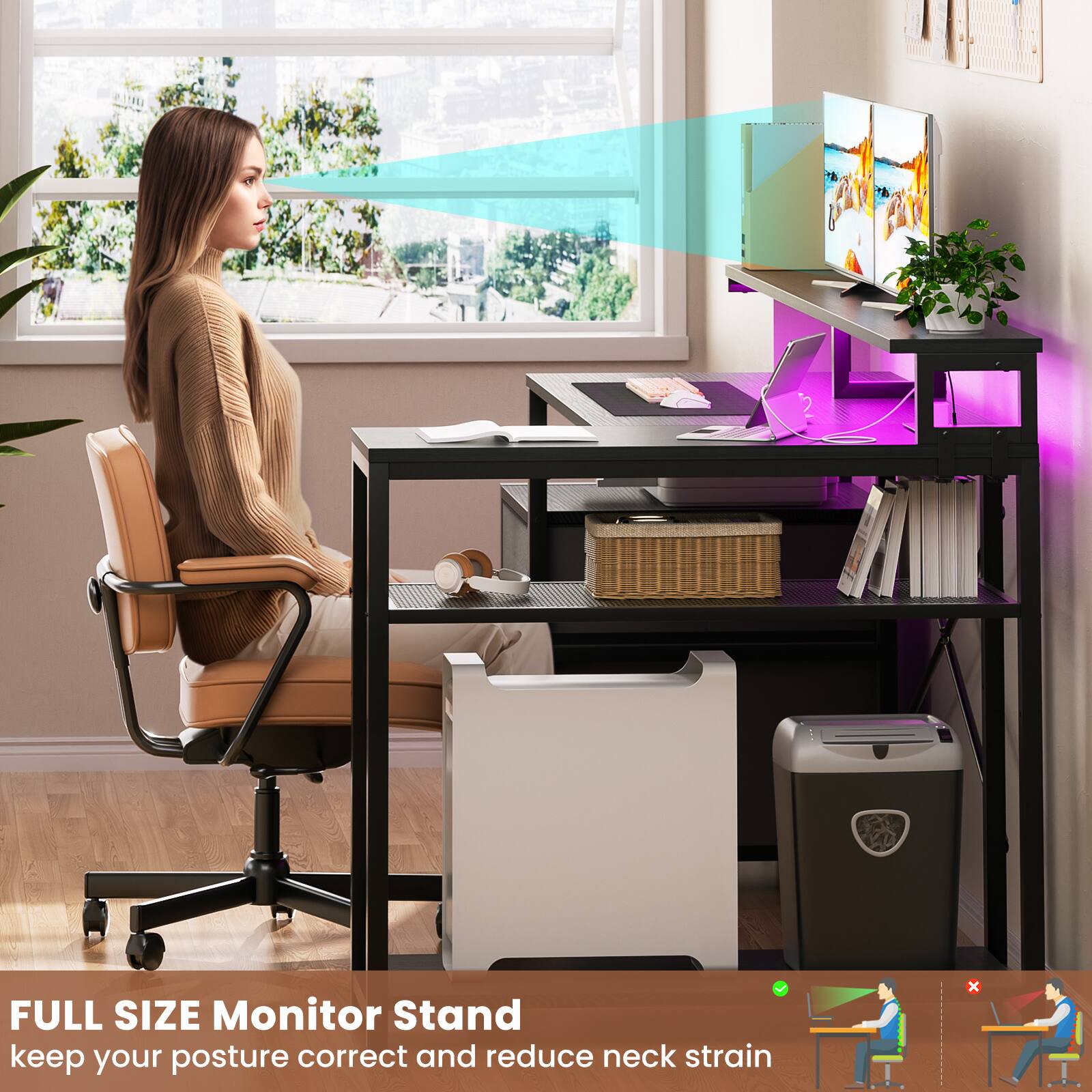 2 FULL SIZE Monitor Stand  
keep your posture correct and reduce neck strain