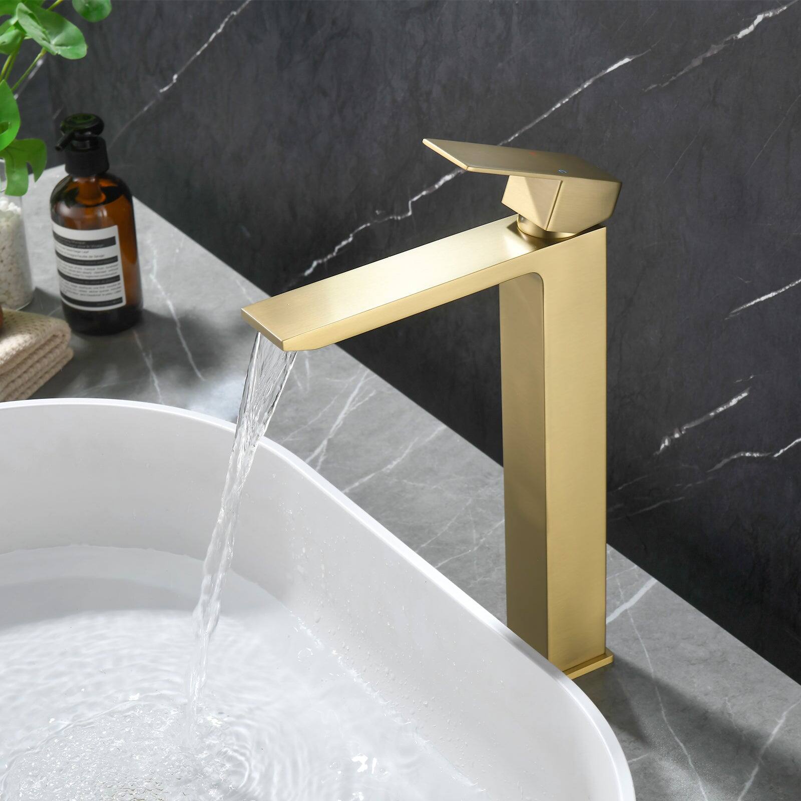 Alt View 2. Boyel Living - Brushed Gold Faucet SUS304 Waterfall Spout cUPC Cartridge 60cm Supply Line Pop Up Drain - Brushed Gold.