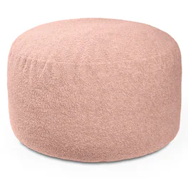 Jaxx - Ellis Ottoman Shearling Faux-Lamb Plush Pouf for Modern Interior Design, Oval - Smoke