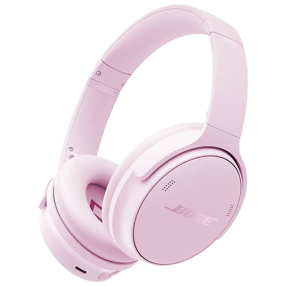 Angle. Bose - QuietComfort Wireless Over-Ear Bluetooth Headphones + 26-Month Extended Warranty Protection - Petal Pink.