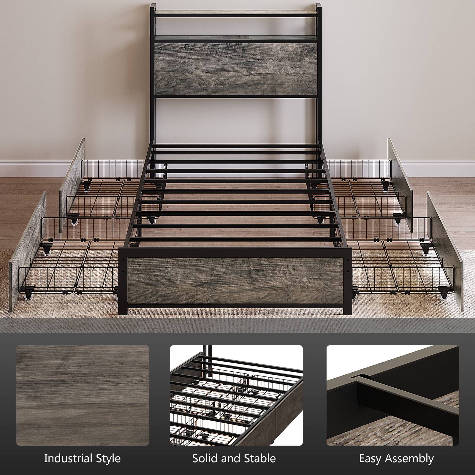 Industrial Style  
Solid and Stable  
Easy Assembly