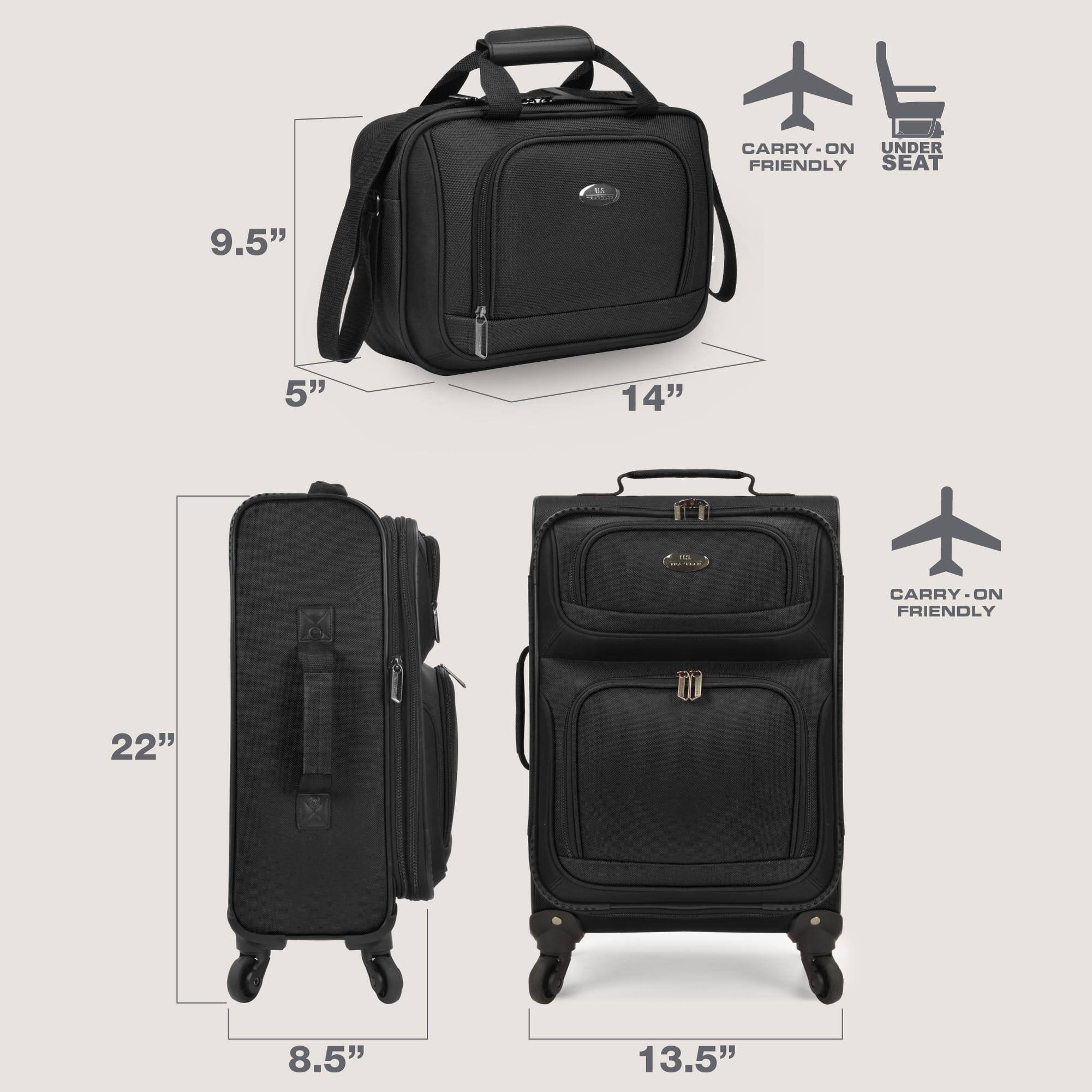 CARRY-ON FRIENDLY UNDER SEAT  
9.5" 5" 14"  

CARRY-ON FRIENDLY  
22" 8.5" 13.5"