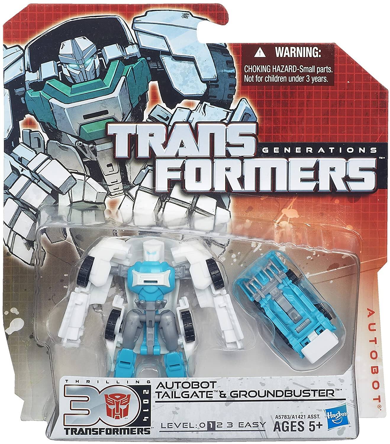 ! WARNING: CHOKING HAZARD-Small parts. Not for children under 3 years. TRANS GENERATIONS FORMERS 3 THRILLING 2014 TAILGATE'S AUTOBOT & GROUNDBUSTER AUTOBOT A5783/A1421 ASST. Hasbro LEVEL: 0 1 2 3 EASY AGES 5+ TRANSFORMERS