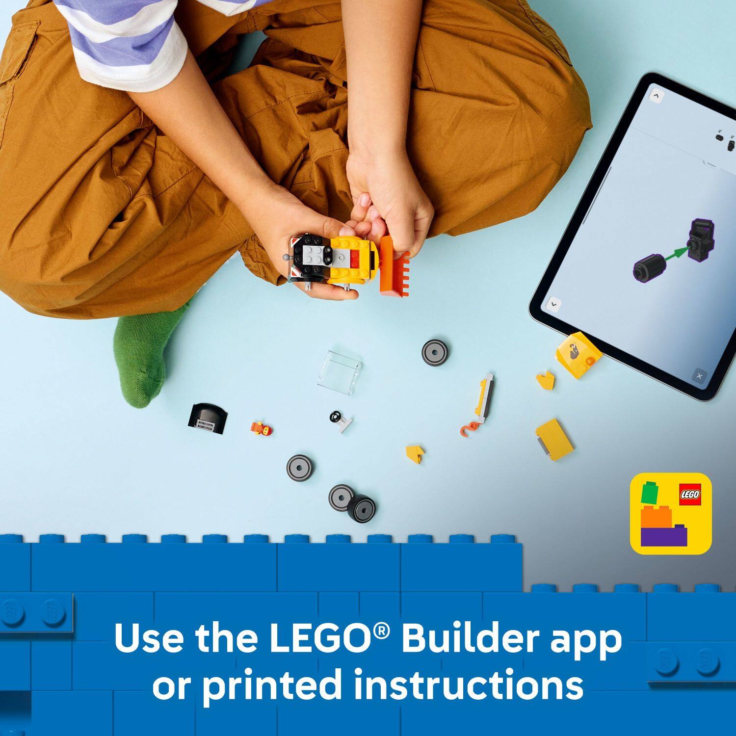 Use the LEGO® Builder app or printed instructions