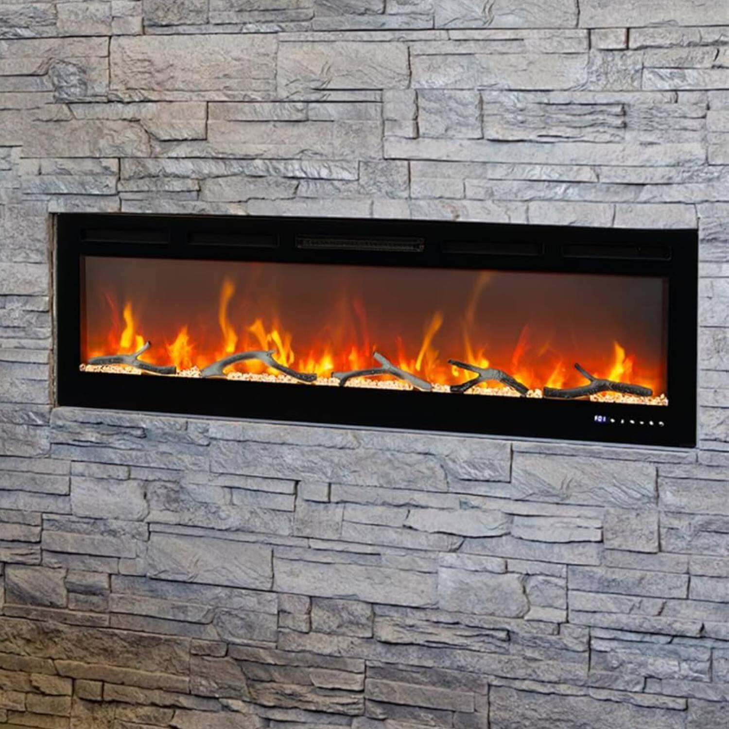 Qeetex - 88-Inch Built-in Electric Fireplace Heater for Bedrooms Living Room