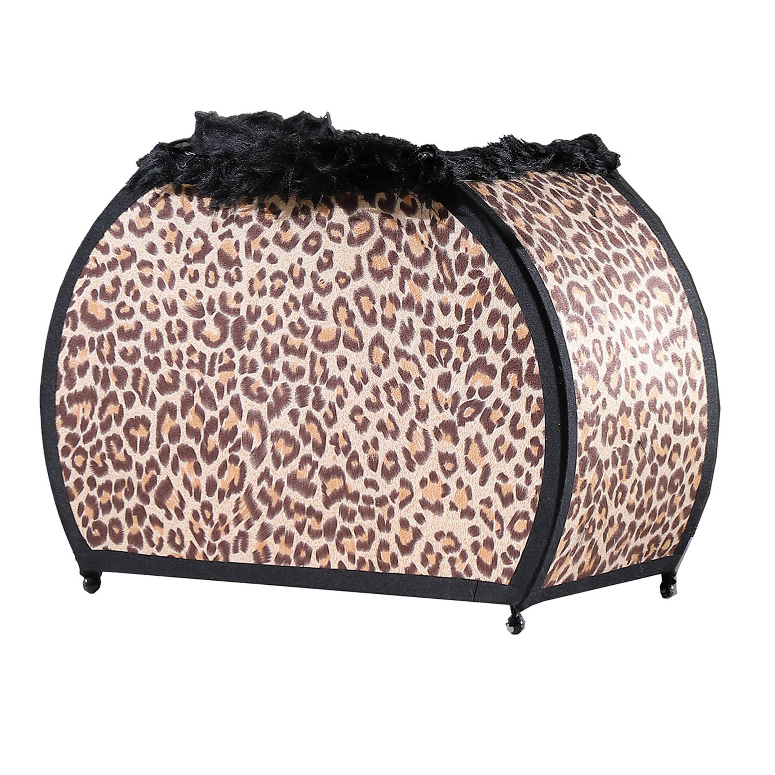 Angle. Manhattan Lane - Wigi 12 Inch Accent Lamp, Purse, Cheetah Animal Print, Faux Fur - Black, Orange, Beige, Brown.