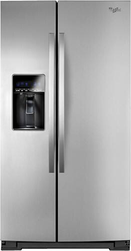 Front Standard. Whirlpool - 26.5 Cu. Ft. Side-by-Side Refrigerator with Thru-the-Door Ice and Water - Mono Satina Steel.