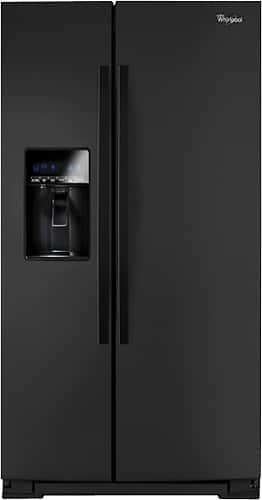 Front Standard. Whirlpool - 26.5 Cu. Ft. Side-by-Side Refrigerator with Thru-the-Door Ice and Water - Black.