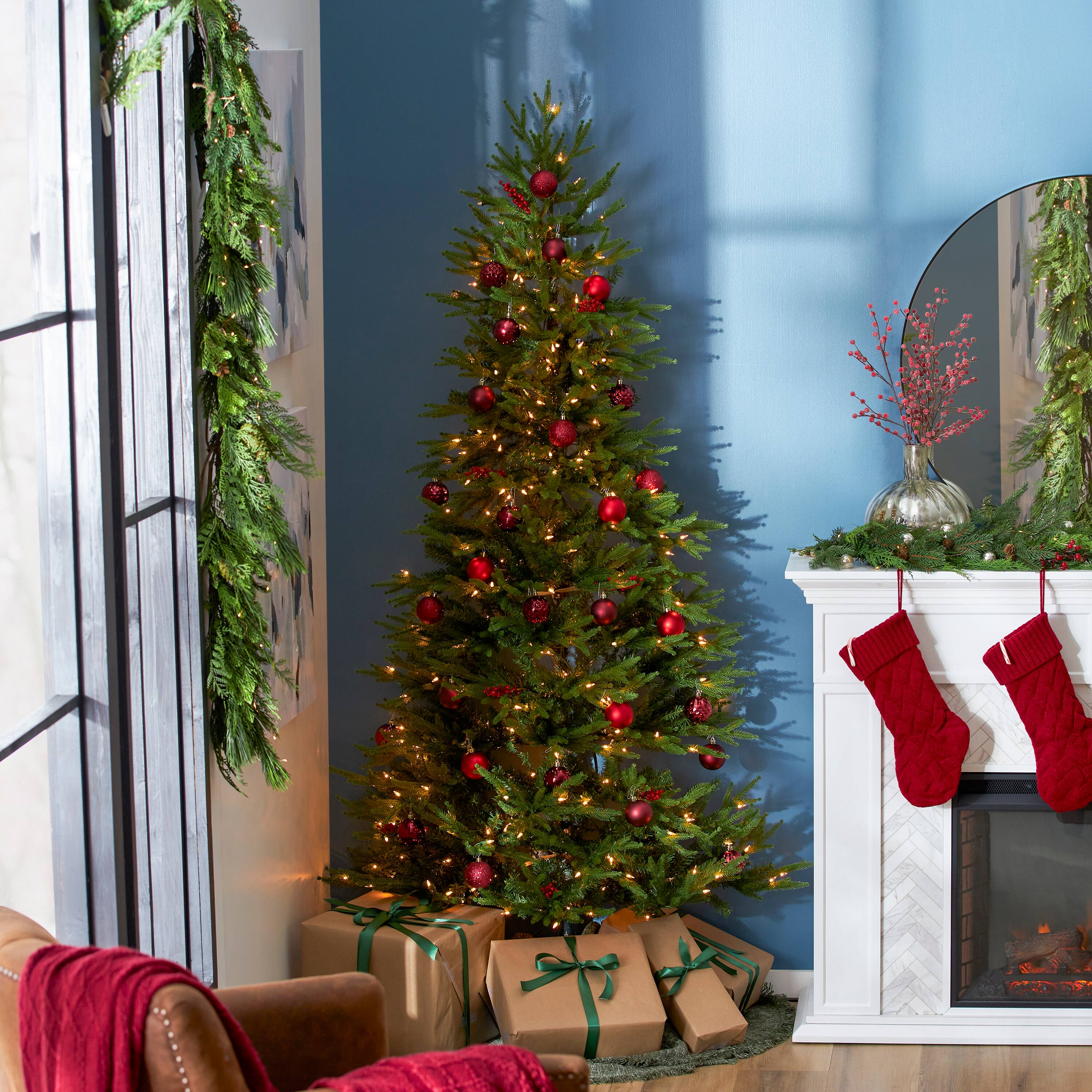 Alt View 1. National Tree Company - National Tree Company Montgomery 6.5' Prelit Half Christmas Tree 300 Clear Light - Green.