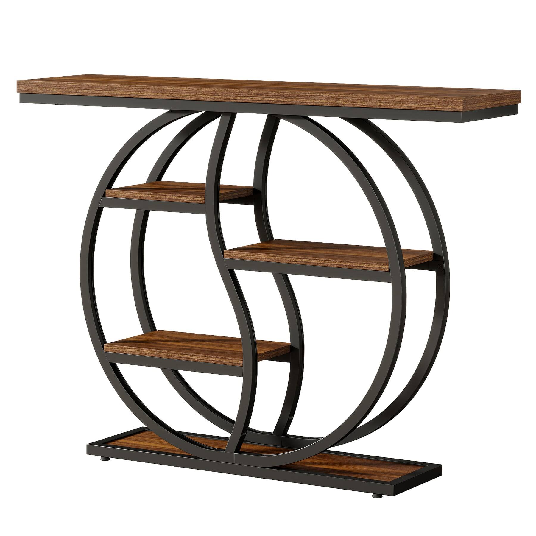 Angle. Kadyn - Kadyn Wood Console Table, Entryway Table, Industrial Sofa Table with Metal Frame， Brown - Brown And Black.