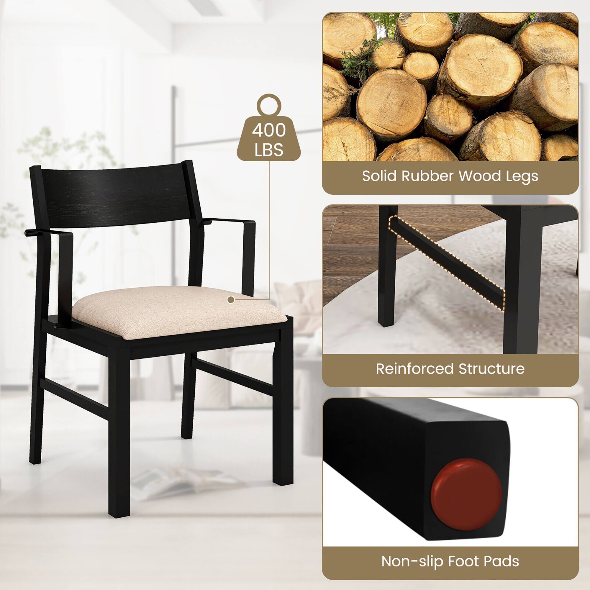 Gymax Dining Chair w/ Arms Set of 4 Modern Kitchen Chairs w