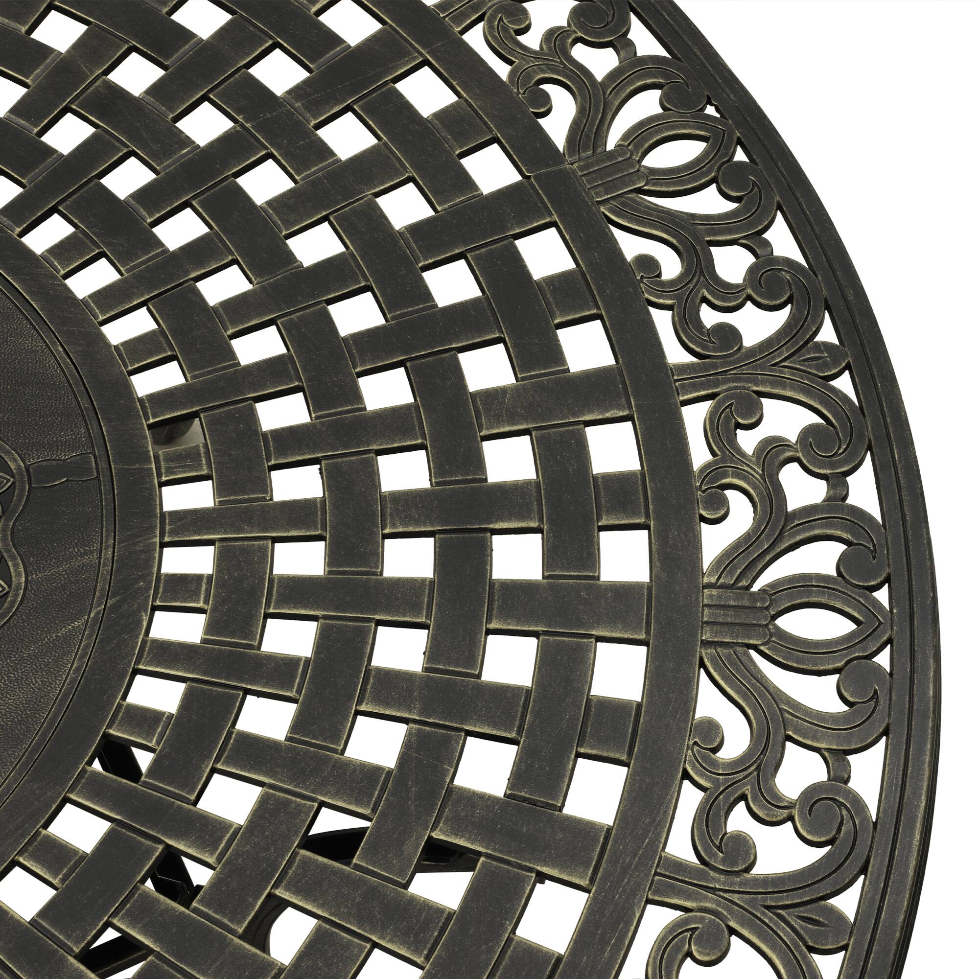 Alt View 1. Mondawe - 59" Cast Aluminum Round Dining Table - Bronze.